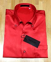 サテンシャツ赤